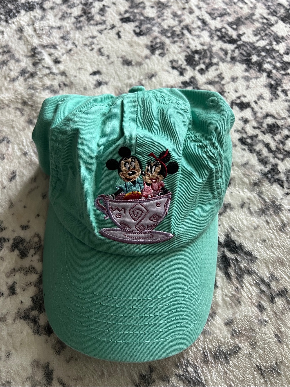 Disney Mint Green Mickey & Minnie Teacup Embroidered Cap